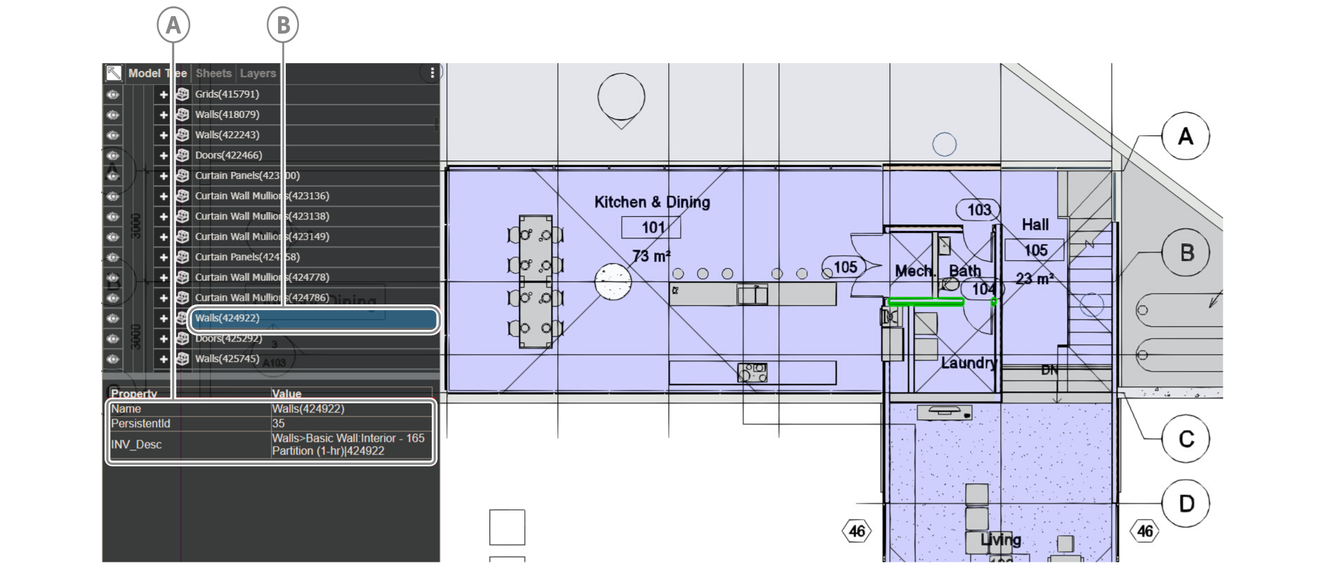 Model elements attributes