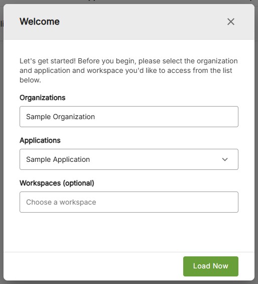 console welcome dialog